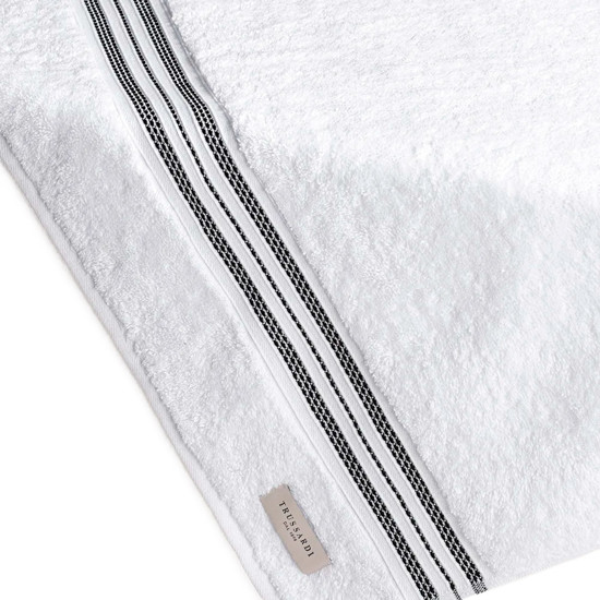 Imagem TOALHA BANHÃO 100% ALGODÃO BARBERINE BRANCO/NERO 86X160CM - TRUSSARDI