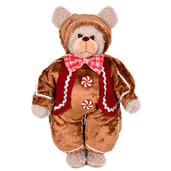 Imagem URSO NATALINO MARROM COM DETALHES VERMELHOS 55X25X20CM - GRILLO