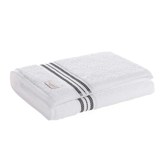 Imagem TOALHA BANHÃO 100% ALGODÃO BARBERINE BRANCO/NERO 86X160CM - TRUSSARDI