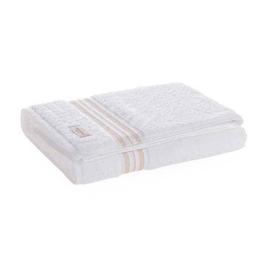 Imagem TOALHA DE ROSTO 100% ALGODÃO BARBERINE BRANCO/NOCCIOLA 48X90CM - TRUSSARDI