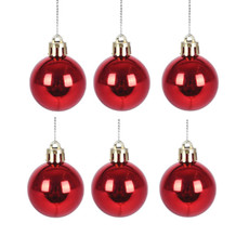 Imagem de JOGO DE 6 BOLAS DE NATAL VERMELHAS DE PLÁSTICO 4CM - GRILLO - Grillo Ltda