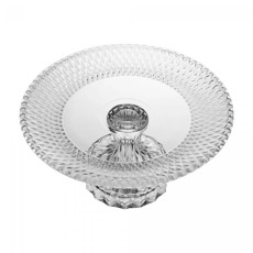 Imagem de PRATO PARA BOLO COM PÉ DE CRISTAL ROMAN 25X25X12CM – LYOR - Coliseu Presentes Ltda