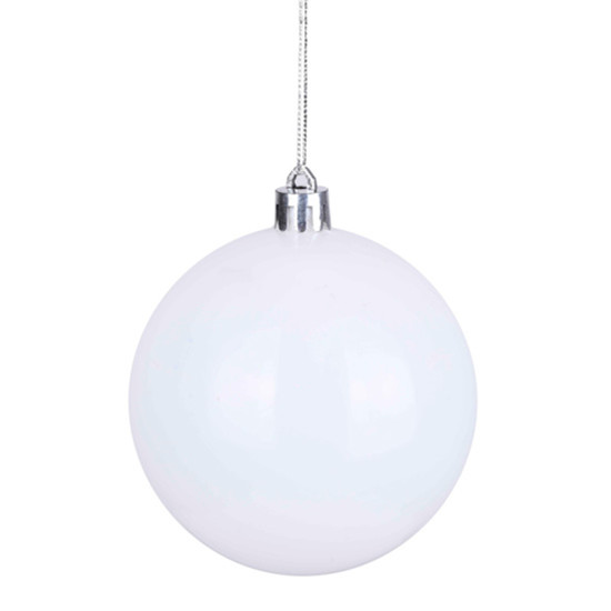 Imagem BOLA NATALINA BRANCA METALIZADA DE PLÁSTICO 15CM - GRILLO