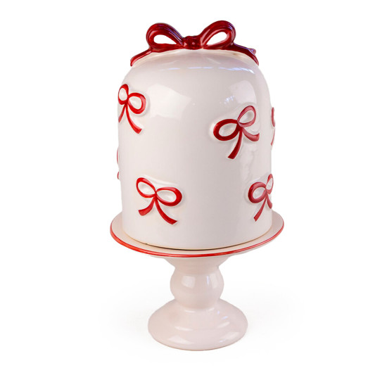 Imagem PORTA PANETONE DE CERÂMICA COM LAÇO CHARLOTTE CEREJA - CERÂMICA LUIZ SALVADOR