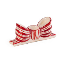 Imagem de CASTIÇAL NATALINO LAÇO LISTRADO VERMELHO CEREJA 5X10,5X3CM - CERÂMICA LUIZ SALVADOR - São Lourenco Comercio E Decoracao Eireli