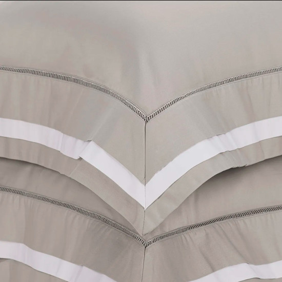 Imagem JOGO DE CAMA KING 300 FIOS VALVERDE BRANCO/MARMO DE ALGODÃO - TRUSSARDI 