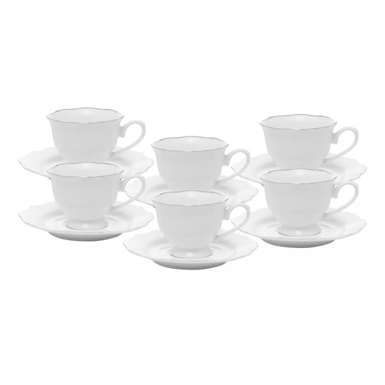 Imagem CONJUNTO MALDIVAS 6 XÍCARAS DE CHÁ DE PORCELANA COM PIRES - WOLFF