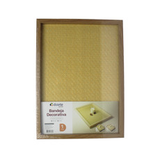 Imagem de BANDEJA DECORATIVA MARROM DE MADEIRA E POLIÉSTER 2,5X37X27CM - DCARTE - Dcarte Importacao E Exportacao Ltda