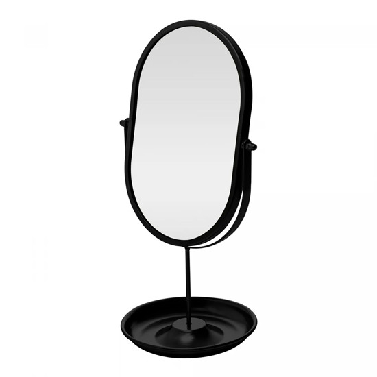 Imagem ESPELHO GIRATÓRIO DE METAL PRETO COM BASE DE ARMAZENAMENTO 33X18X14CM - WOLFF