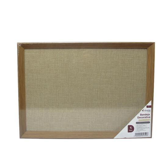 Imagem BANDEJA DECORATIVA MARROM DE MADEIRA E POLIÉSTER 2,5X35X25CM - DCARTE