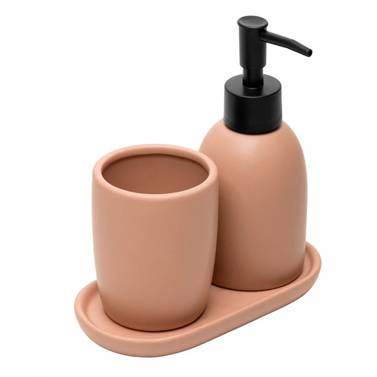 Imagem CONJUNTO 3 PEÇAS PARA BANHEIRO LONDRES 220ML TERRACOTA CERÂMICA - LYOR