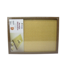 Imagem de BANDEJA DECORATIVA MARROM DE MADEIRA E POLIÉSTER 2,5X37X27CM - DCARTE - Dcarte Importacao E Exportacao Ltda