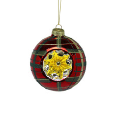 Imagem de CONJUNTO 2 BOLAS NATALINAS XADREZ VERMELHO E VERDE DE VIDRO 10CM - TUUT - Cross Comercial Ltda