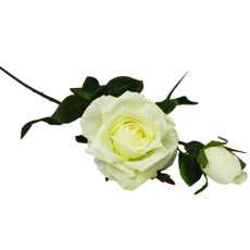 Imagem de HASTE DE ROSA DIAMANTE CREME DECORATIVA DE PLÁSTICO 60X10CM - GRILLO - Grillo Ltda