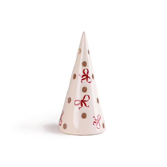 Imagem ÁRVORE DE NATAL PORTA VELAS LAÇO CHARLOTTE CEREJA 26X13CM - CERÂMICA LUIZ SALVADOR