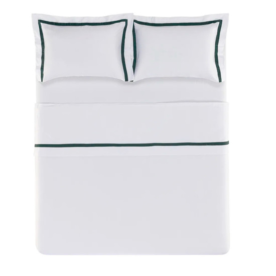 Imagem JOGO DE CAMA KING 300 FIOS DE ALGODÃO VERCELLI BRANCO/FOGLI - TRUSSARDI