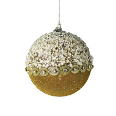Imagem de CONJUNTO 3 BOLAS DE NATAL DOURADAS COM GLITTER DE PVC 10CM - GRILLO - Grillo Ltda
