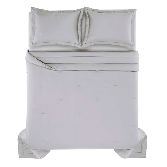 Imagem COLCHA COM PORTA TRAVESSEIROS KING 300 FIOS 100% ALGODÃO DANTE MARMO - TRUSSARDI