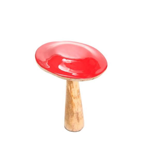 Imagem COGUMELO VERMELHO DECORATIVO DE MADEIRA 20,5X15X15CM - CROMUS
