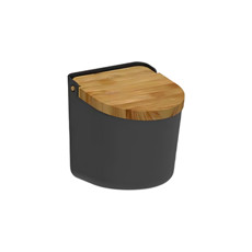 Imagem de SALEIRO PRETO COM TAMPA DE BAMBU LINHA LUME 11X10X11CM - OU - Martiplast Industria E Comercio De Plast