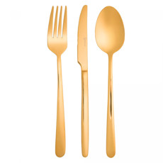 Imagem de FAQUEIRO VIENA 12 PEÇAS DOURADO AÇO INOX - WOLFF - Rojemac Impotacao E Exportacao Ltda