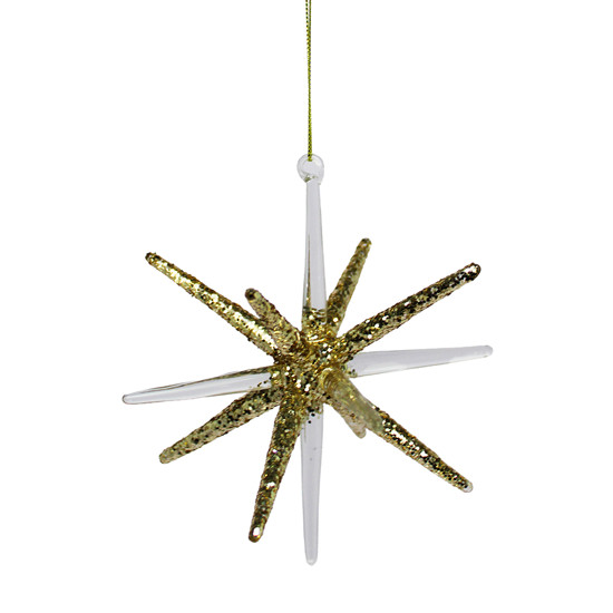 Imagem CONJUNTO 2 PINGENTES FORMATO ESTRELA DE VIDRO 9X14CM - CROSS