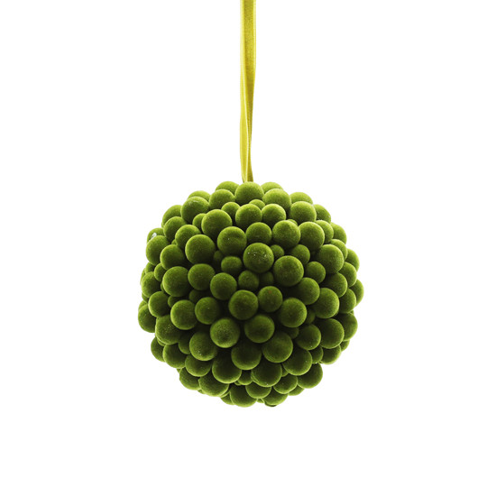 Imagem BOLA VERDE AVELUDADA DECORATIVA DE ESPUMA E POLIÉSTER 10CM - TOKDACASA