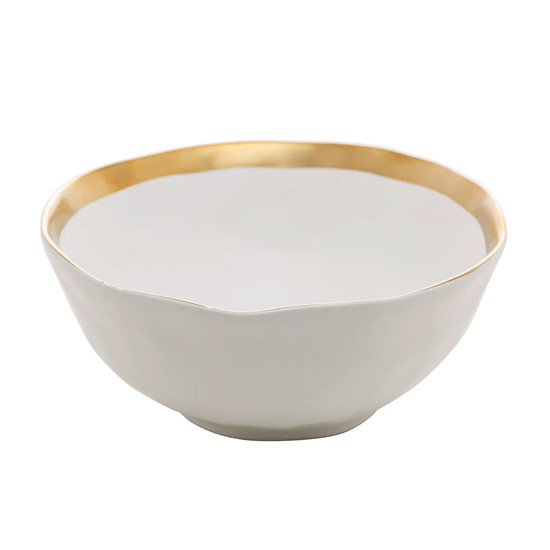 Imagem BOWL DE PORCELANA DUBAI BRANCO E DOURADO 7CM X 15CM - WOLFF