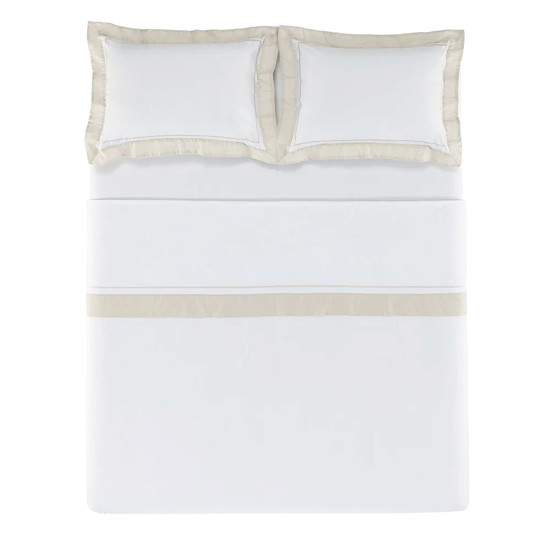 Imagem JOGO DE CAMA KING 200 FIOS DE ALGODÃO FIESOLE BRANCO/GRIGIO - TRUSSARDI