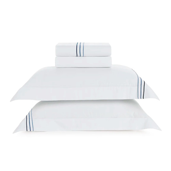 Imagem JOGO DE CAMA QUEEN 200 FIOS DE ALGODÃO MENFI BRANCO/AZUL - TRUSSARDI