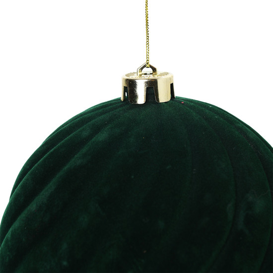 Imagem BOLA DE NATAL DECORATIVA VERDE AVELUDADA DE PLÁSTICO 15CM - TOKDACASA