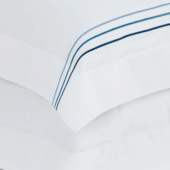 Imagem JOGO DE CAMA CASAL 200 FIOS DE ALGODÃO MENFI BRANCO/AZUL - TRUSSARDI