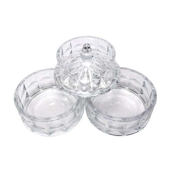 Imagem POTICHE DECORATIVO DE VIDRO DE 3 CAMADAS COM TAMPA 24X13X13CM - DELISOGA