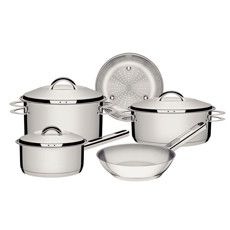 Imagem de JOGO DE PANELAS SOLAR EM AÇO INOX COM FUNDO TRIPLO E TAMPAS DE INOX 5 PEÇAS TRAMONTINA - Tramontina Farroupilha S/A Inp Met