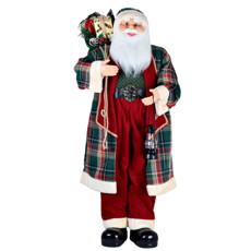 Imagem de PAPAI NOEL DECORATIVO VERMELHO E VERDE DE PLÁSTICO E ALGODÃO 120CM - GRILLO - Grillo Ltda