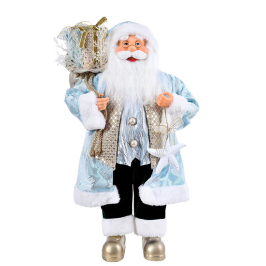 Imagem PAPAI NOEL DECORATIVO AZUL E DOURADO 45CM - GRILLO