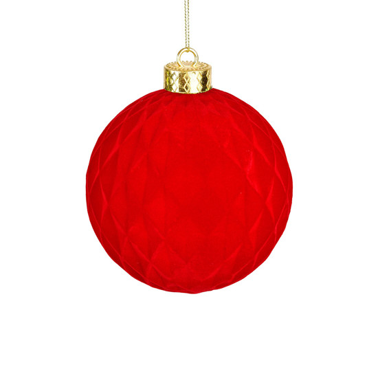 Imagem BOLA NATALINA DECORATIVA TRABALHADA VERMELHO AVELUDADO DE PVC 10CM 2UND - GRILLO
