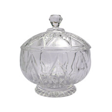 Imagem de POTICHE COM TAMPA DECORATIVO DE VIDRO 17X14X14CM - ADELY CRYSTAL - Dayhome Comercial Ltda