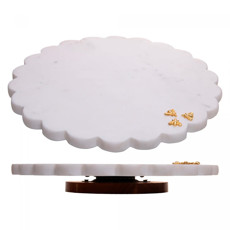 Imagem de TÁBUA REDONDA GIRATÓRIA DECORATIVA NEW BEE 30,5CM X 3,5CM DE MÁRMORE - WOLFF - Rojemac Impotacao E Exportacao Ltda