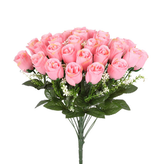 Imagem BUQUÊ DECORATIVO MOLDÁVEL DE BOTÃO DE ROSAS COR ROSA 44X26CM - GRILLO