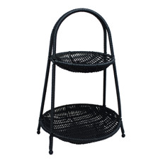 Imagem de PRATO 2 ANDARES DE FIBRA SINTÉTICA AZUL ESCURO PARA DOCES 32X22X22CM - ENTRECASA - Inverno Verao Comercio De Modas E Decoracao Eireli