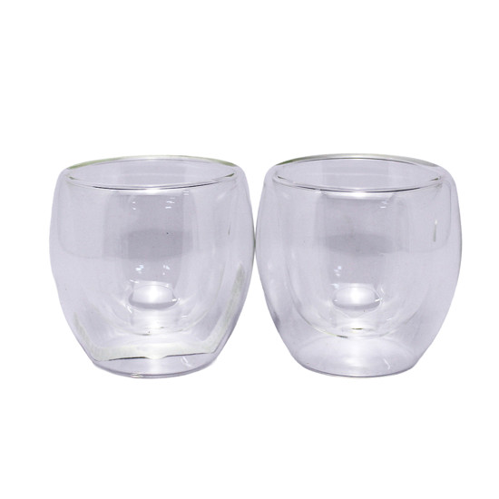 Imagem CONJUNTO 2 COPOS 90ML PAREDE DUPLA PARA CAFÉ DE VIDRO BOROSSILICATO 7X6CM - LEHAVÍ
