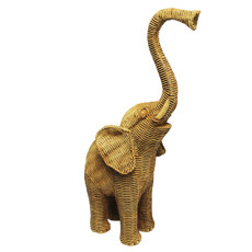 Imagem de ESCULTURA DECORATIVA ELEFANTE DE RESINA TEXTURA PALHA 31X15X10CM - ENTRECASA - Inverno Verao Comercio De Modas E Decoracao Eireli