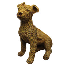 Imagem de ESCULTURA DECORATIVA CACHORRO DE RESINA TEXTURA PALHA 32X25X20CM - ENTRECASA - Inverno Verao Comercio De Modas E Decoracao Eireli