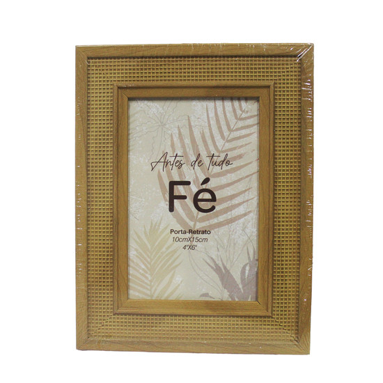 Imagem PORTA-RETRATO DECORATIVO MARROM EM PS E MDF 10X15CM - DCARTE