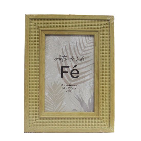 Imagem PORTA-RETRATO DECORATIVO BEGE EM PS E MDF 10X15CM - DCARTE