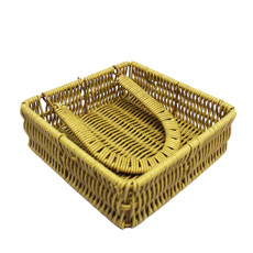 Imagem de PORTA-GUARDANAPO QUADRADO DE FIBRA SINTÉTICA BEGE 6X18X18CM - ENTRECASA - Inverno Verao Comercio De Modas E Decoracao Eireli