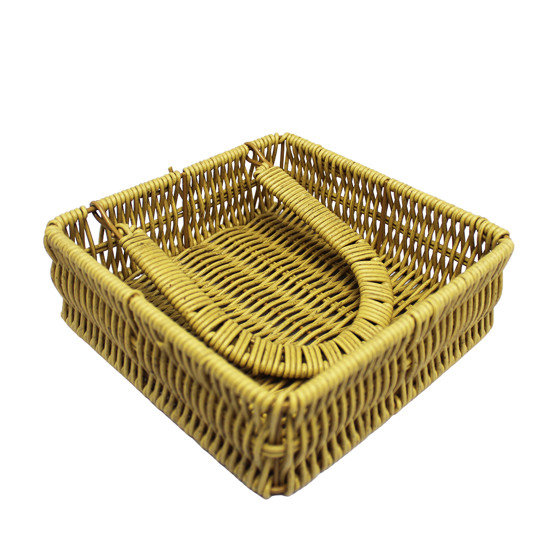 Imagem PORTA-GUARDANAPO QUADRADO DE FIBRA SINTÉTICA BEGE 6X18X18CM - ENTRECASA