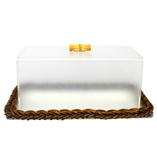 Imagem de BOLEIRA RETANGULAR DE ACRÍLICO E BASE DE FIBRA SINTÉTICA 11X28X16CM - ENTRECASA - Inverno Verao Comercio De Modas E Decoracao Eireli