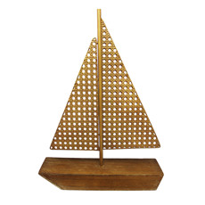 Imagem de ESCULTURA DECORATIVA BARCO VELEIRO DE MADEIRA E METAL 35,5X28,5X8CM - ENTRECASA - Inverno Verao Comercio De Modas E Decoracao Eireli